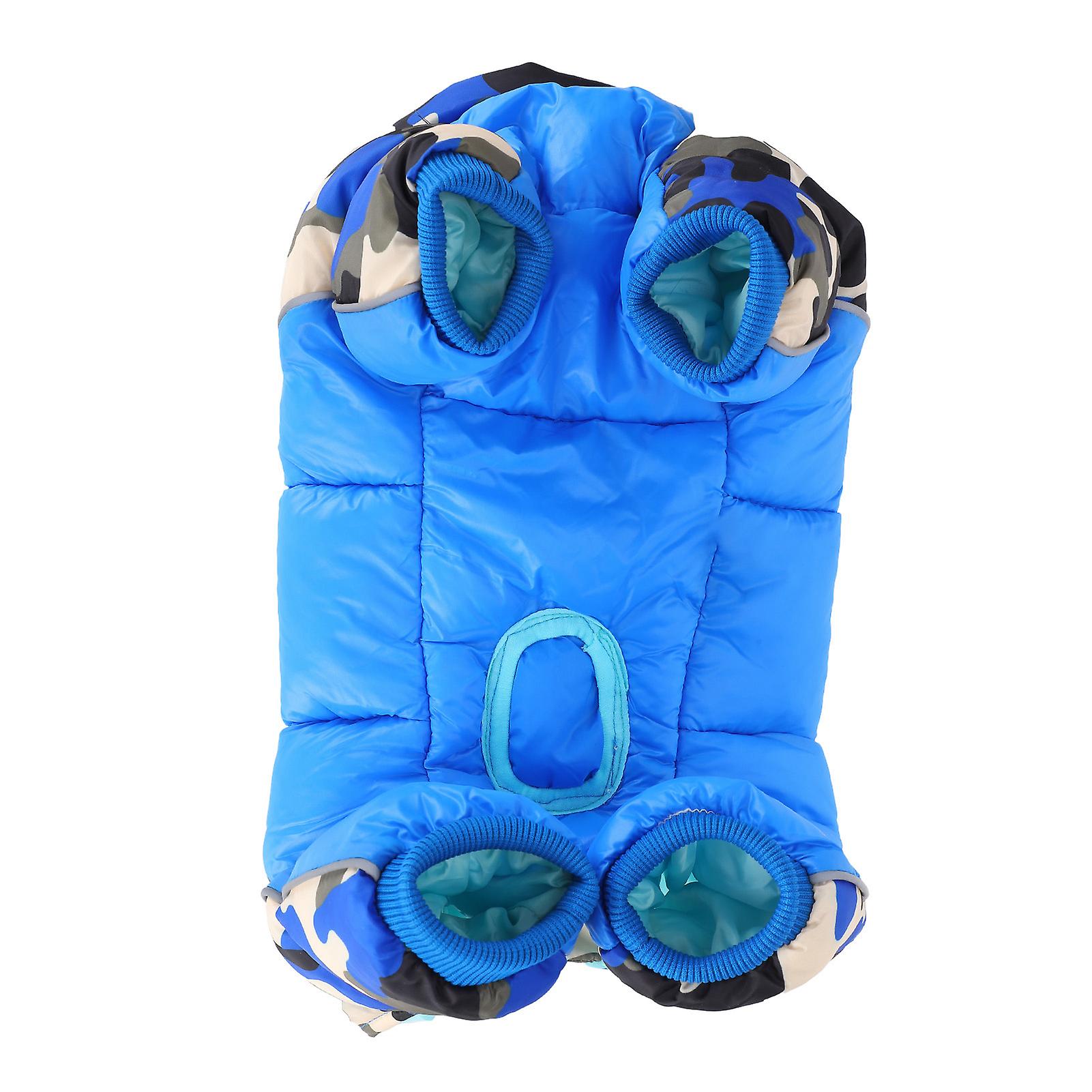 Pet Dog Winter Keep Warm Windproof Clothes Clothing Four Legs Back Zipper Blue Camouflage14#