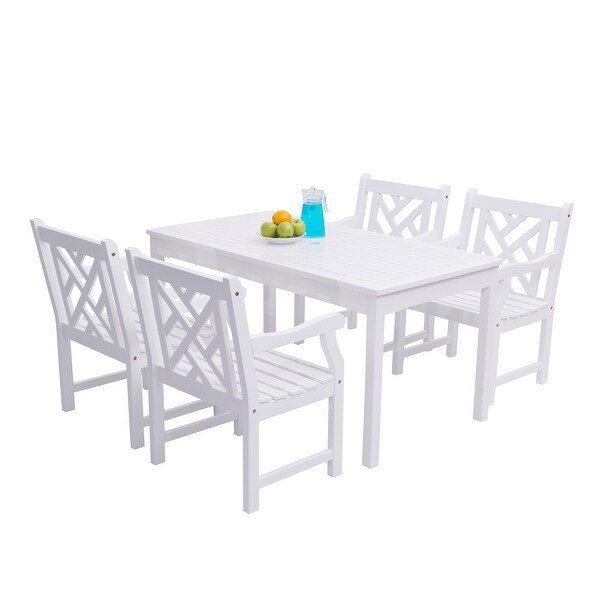 Reynard Wood Patio Table and 250 lbs weight capacity Armchair Dining Set