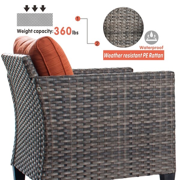 OVIOS 2piece Outdoor Highback Wicker Single Chairs