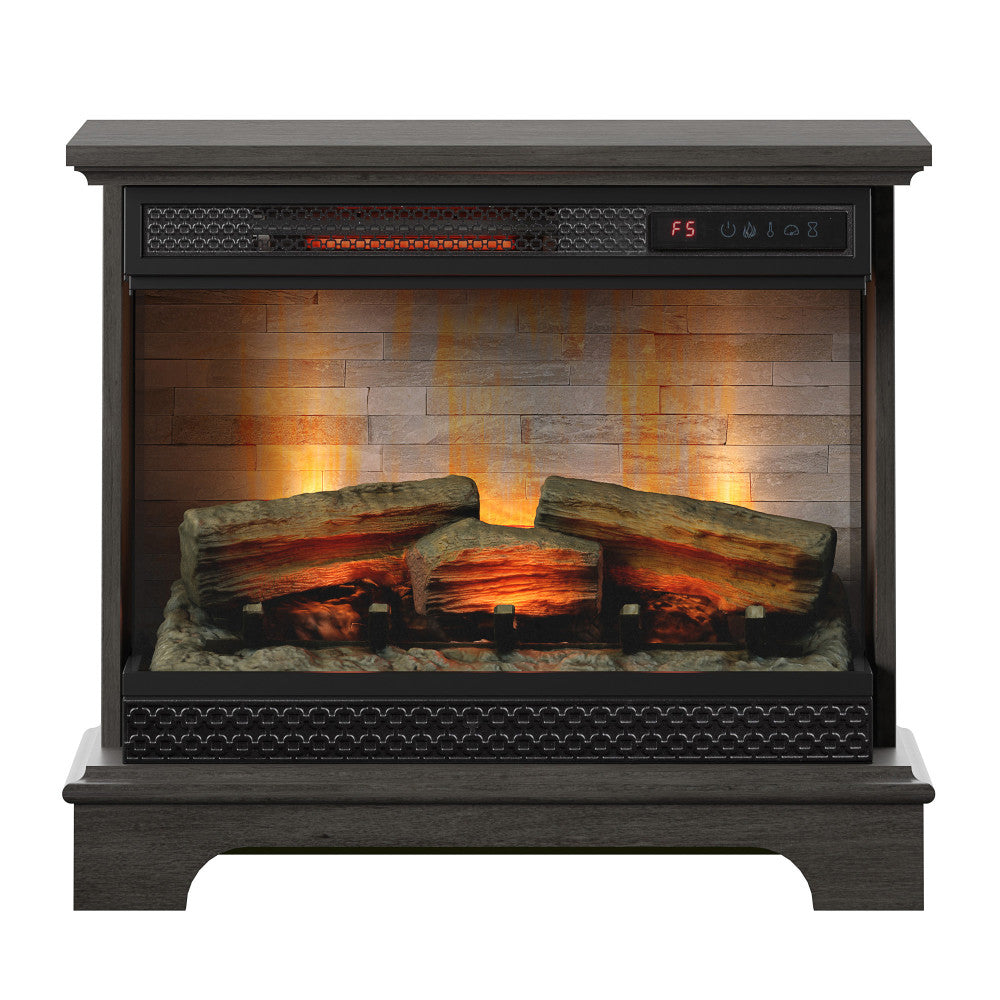 PanoGlow 3D Infrared Quartz Electric Fireplace, Weathered Gray