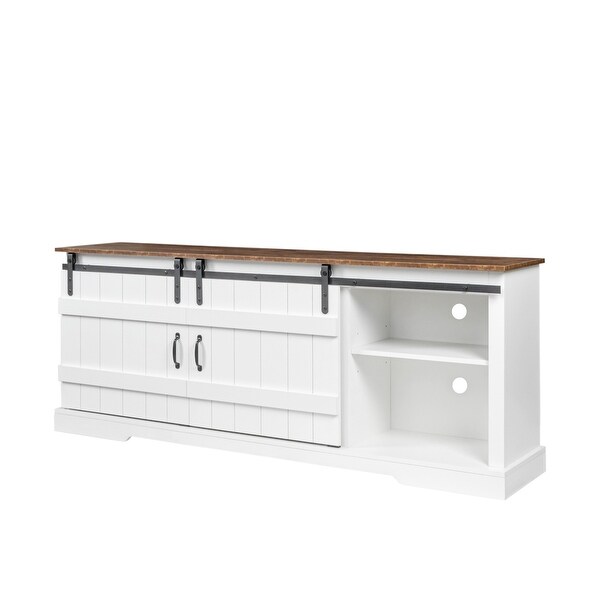 Farmhouse Sliding white Barn Door TV Stand for 80 inch TV Stands