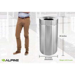 Alpine Industries 50 Gal. Stainless Steel Open Top Commercial Indoor Trash Can (2-Pack) 475-50-2PK