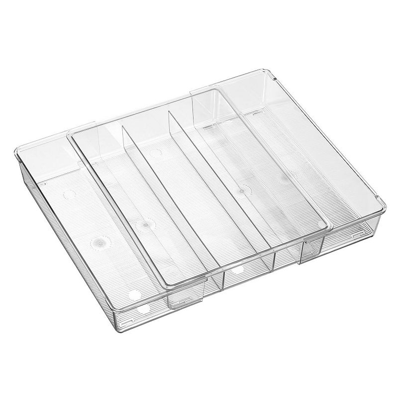 mDesign Expandable In-Drawer 3 Section  Kitchen Utensil Organizer Tray