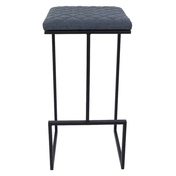 LeisureMod Quincy Modern Leather Barstool With Metal Frame Set of 2 - 29-Inches