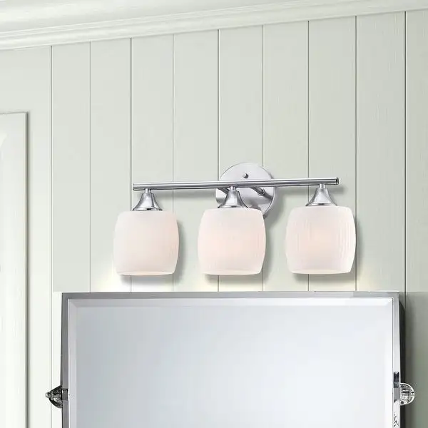 20.4 in. 3-Light Vanity Light with Brush Nickle finish and frosted opal glass