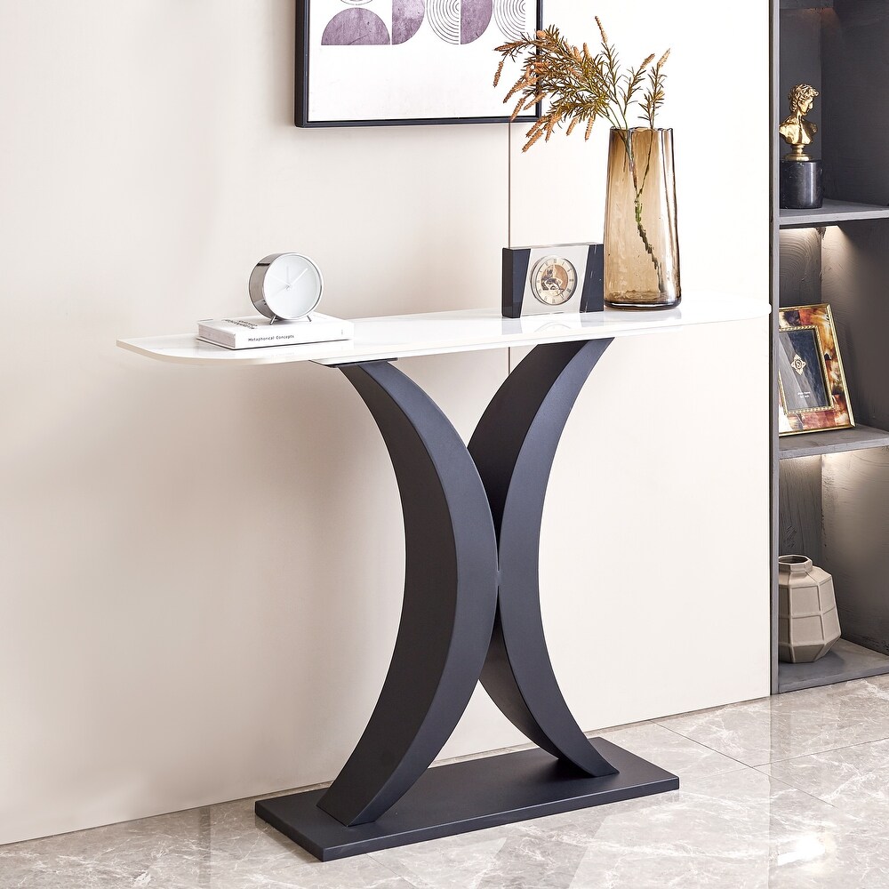 Black Modern Sintered Stone Console Table  Unique Design  Versatile Use