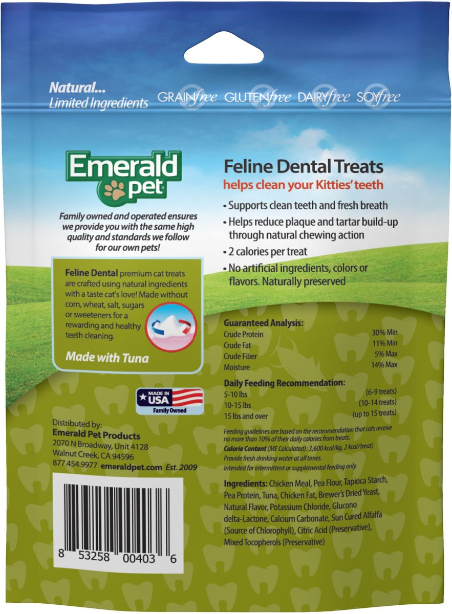 Emerald Pet Feline Dental Tuna Grain-Free Cat Treats