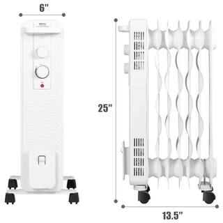 Gymax 1500-Watt Electric Oil Filled Radiator Space Heater with 3 Heating Modes White GYM06344