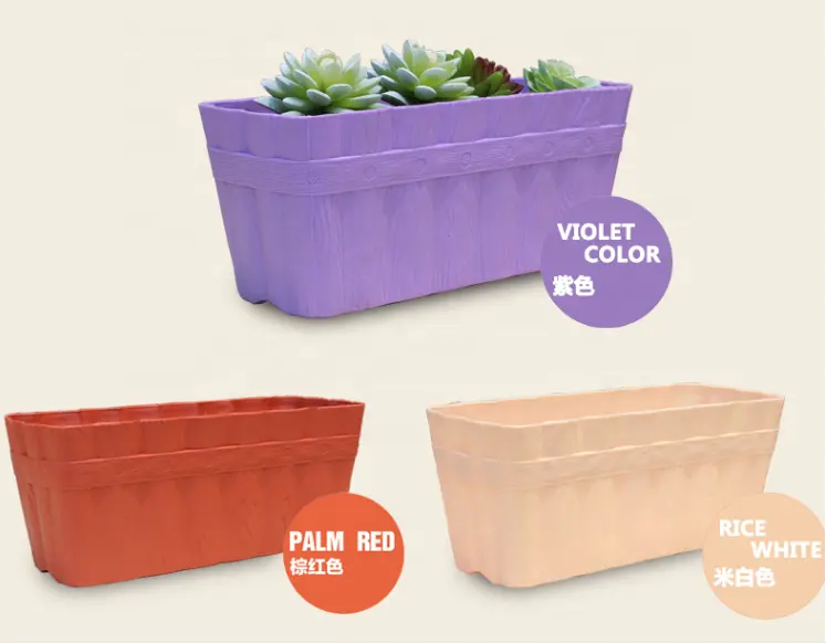 new Purple Clay Pot Plastic Flower Pot Rectangular Succulent Combination Antique plastic flower pot supply