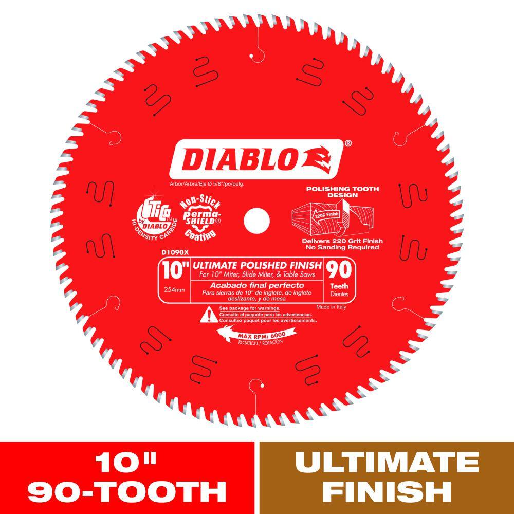 DIABLO 10 in. x 90-Tooth Ultimate Polished Finish Circular Saw Blade D1090X