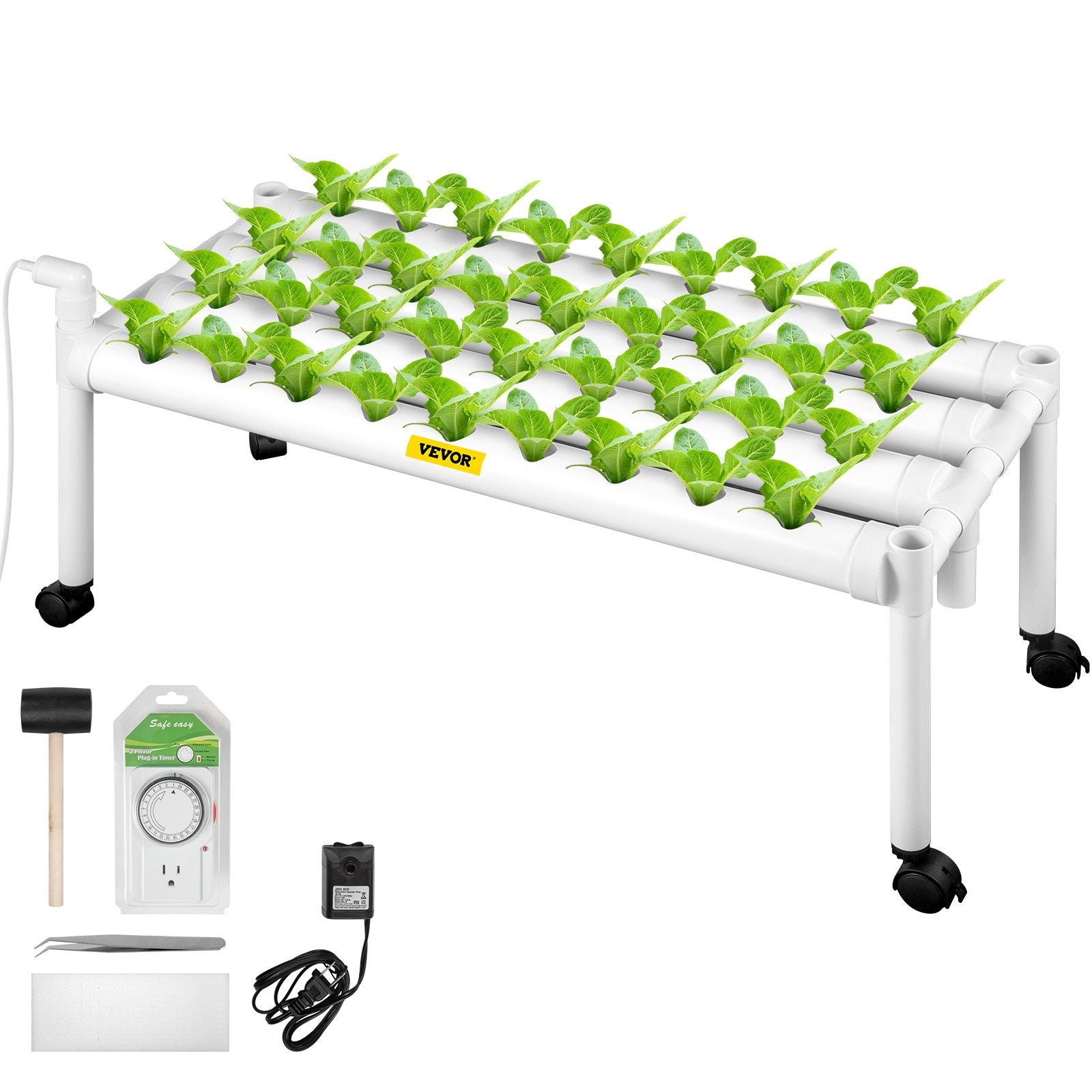 Hydroponic Grow Kit - 36 Plant Sites， 1 Layer Indoor Planting Kit with Water Pump， 4 Pipes