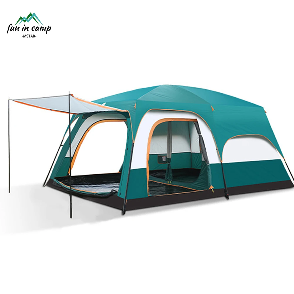 Large Size Big Camping Tents 8 12 Persons Double Layers 2 Rooms 1 Living Room Waterproof Outdoor Camping Tent