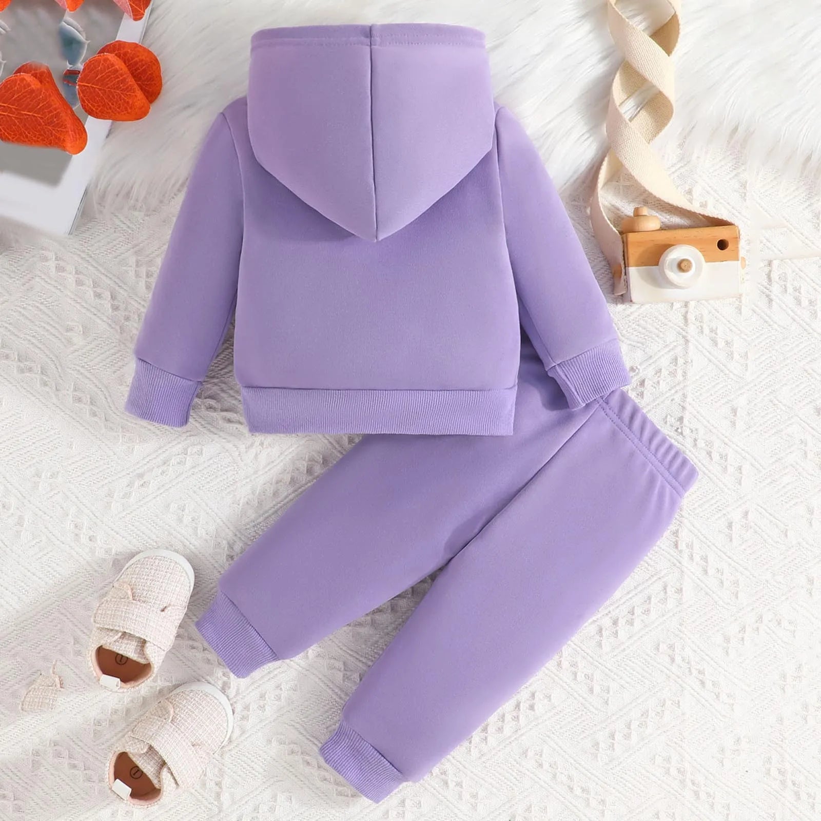 2023 Winter Children Hooded Tracksuits Suits 3-24M Toddler Boys Girls Clothing Suit Heart Print Sweatshirt And Sports Pants Set