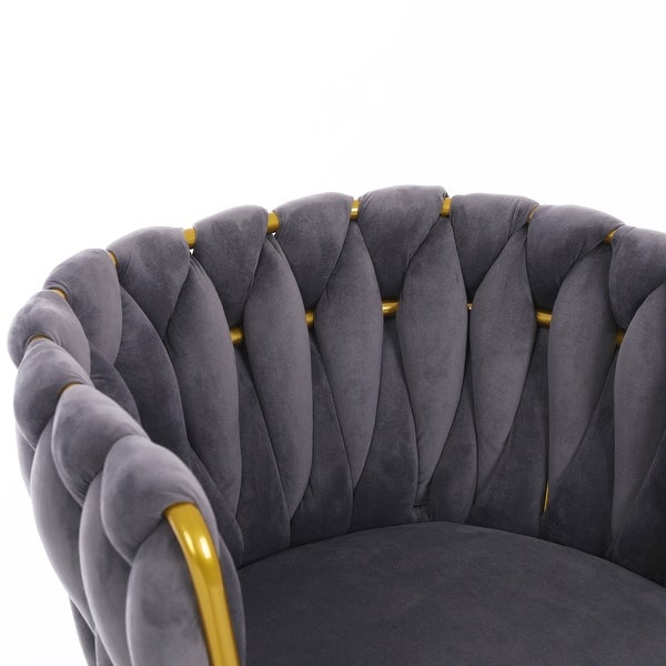 JASIWAY Velvet Accent Chair with Back Arm and Gold Metal Legs