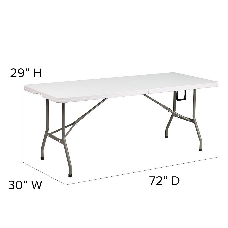 Flash Furniture Otis 10' x 10' Wheeled Pop Up Canopy Tent， 6' Folding Table， and 4 Folding Chairs Set