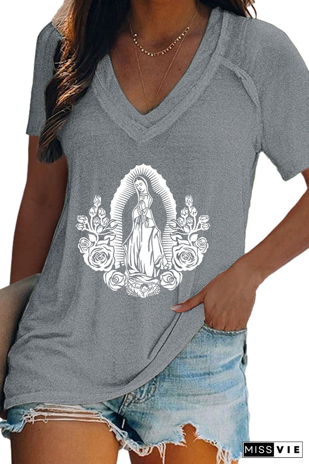 Mother Mary Print Graphic Tee