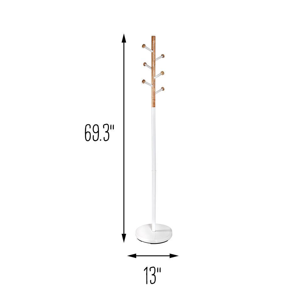 Honey-Can-Do WhiteNatural Freestanding Coat Rack with 6 Hooks GAR-09525