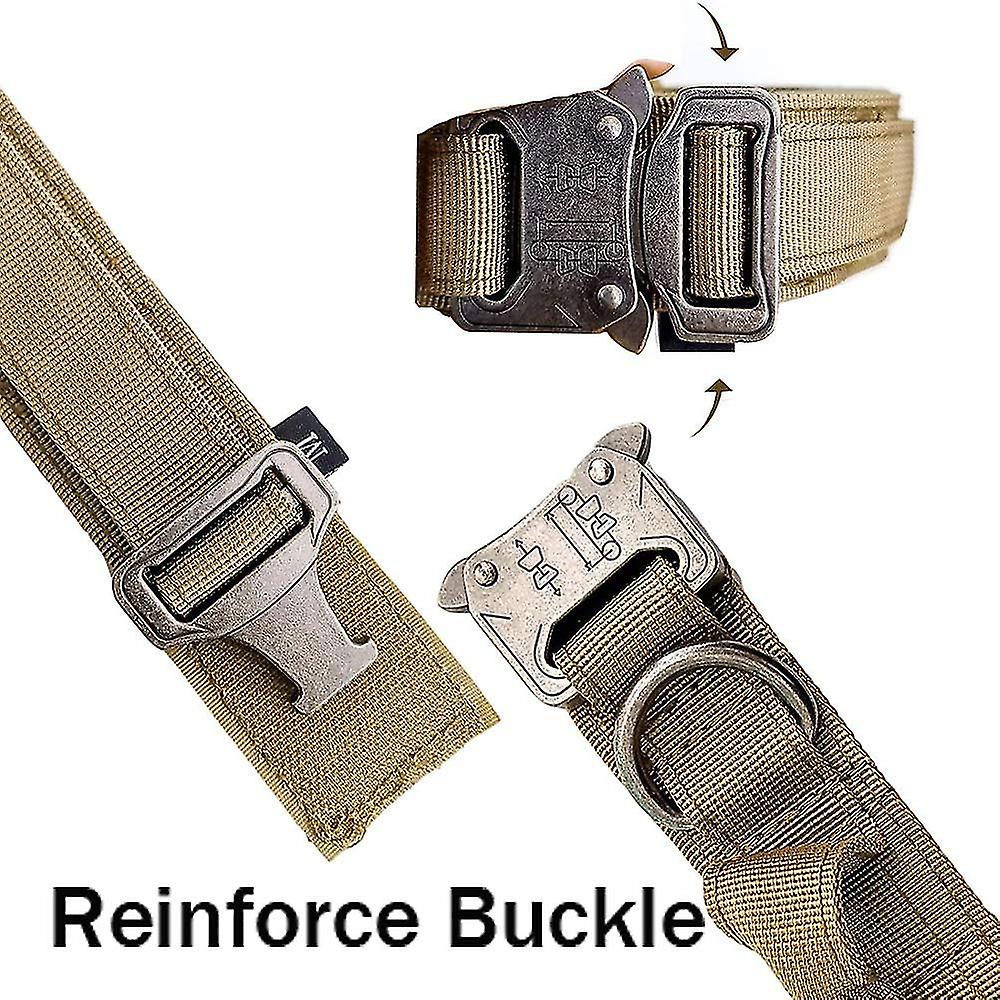 Tactical Dog Collar Military Dog Collar Adjustable Nylon Dog Collar Heavy Duty Metal Buckle With Handle For Dog Trainingbrownm)