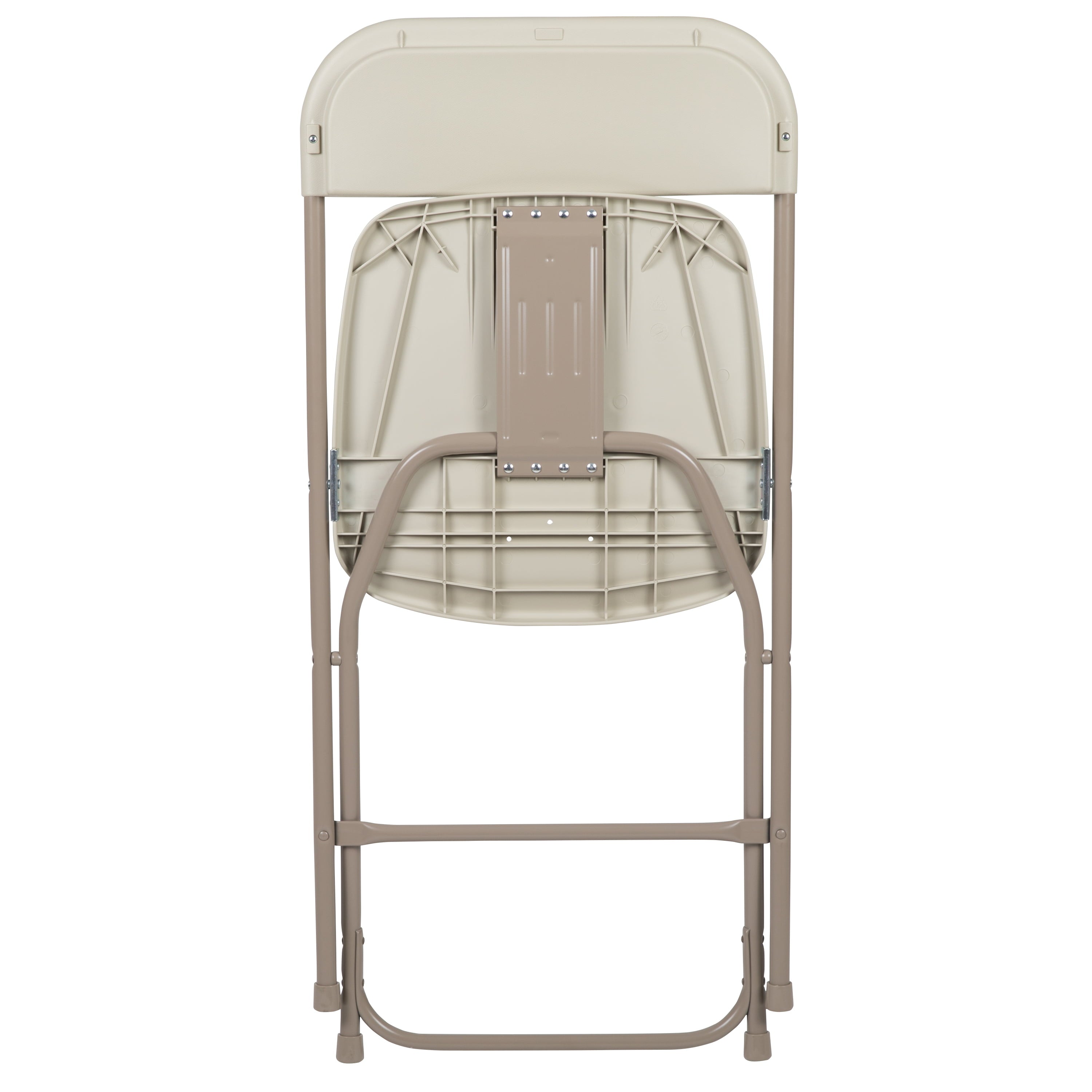 Emma + Oliver Set of 10 Beige Stackable Folding Plastic Chairs - 650 lb Weight Capacity