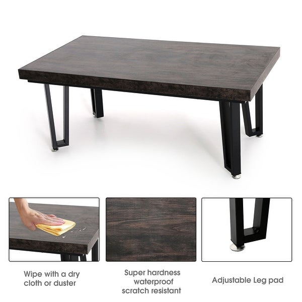 Ivinta Industrial Rectangular Coffee Table for Living Room， Wood Farmhouse Coffee Table