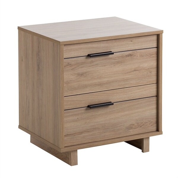 Modern 2-Drawer End Table Nightstand in Light Oak Wood Finish - - 29083766