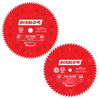 DIABLO 10 in. x 60-Tooth and 12 in. x 80-Tooth Fine Circular Saw Blades (2-Blades) D10601280X2GS