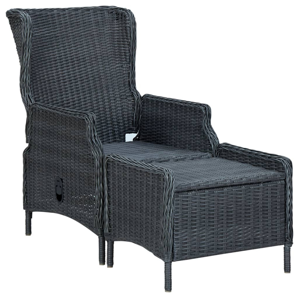 vidaXL Patio Furniture Set 3 Piece Sofa Chair with Table Poly Rattan Dark Gray   Tropical   Outdoor Lounge Sets   by vidaXL LLC  Houzz