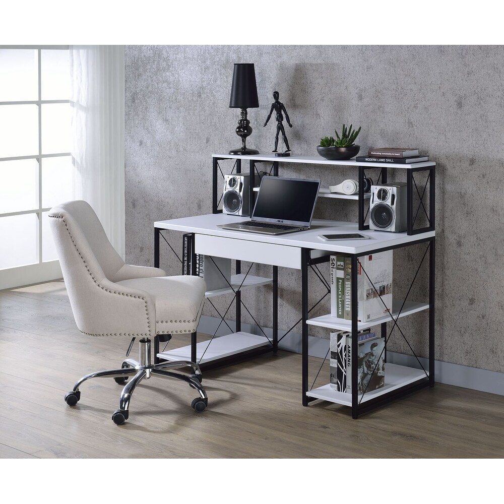 Contemporary and Industrial Amiel Music Recording Studio Desk  with 1 Drawer   8 Compartments Ideal for Study/Bedroom