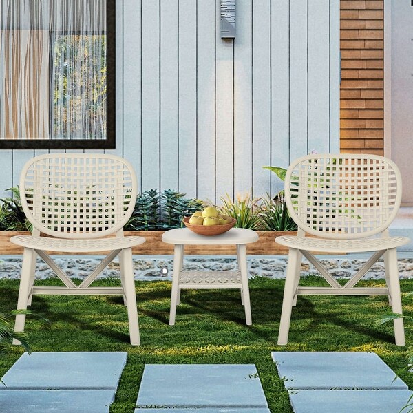 3 Pieces Hollow Design Retro Patio Table Chair Set All Weather Conversation Bistro Set Outdoor