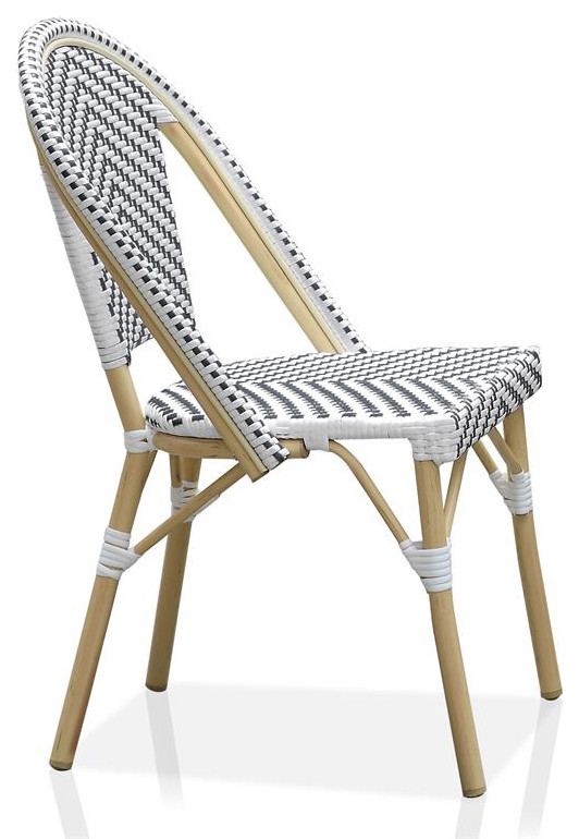 Furniture of America Devey Aluminum Patio Chairs in Black and White (Set of 2)   Tropical   Outdoor Dining Chairs   by Homesquare  Houzz