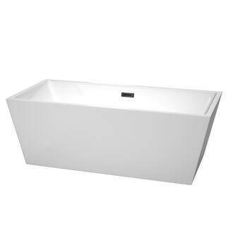 Wyndham Collection Sara 67 in. Acrylic Flatbottom Bathtub in White with Matte Black Trim WCBTK151467MBTRIM