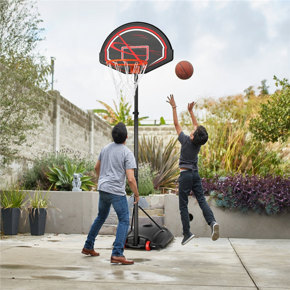 Topeakmart 7-9ft Youth Adjustable Height Basketball Hoop System for Outdoors