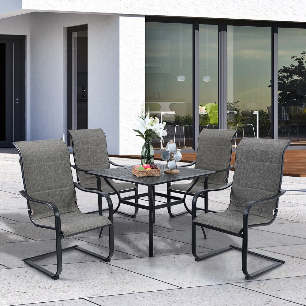 Sophia   William 5 piece Patio Dining Set   4 C Spring Motion Chairs and 1 Metal Table