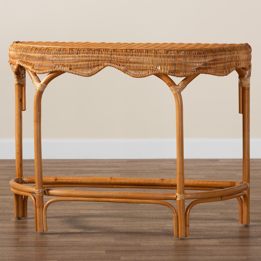 Wakana Modern Bohemian Natural Brown Rattan Console Table