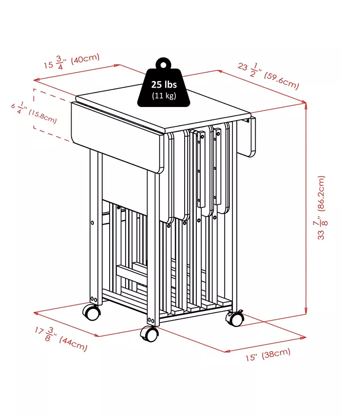 Winsome Sophia 5-Piece Wood Drop Leaf Top Snack Table Set