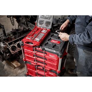 MW 38 in. Drive SAEMetric Ratchet and Socket Mechanics Tool Set with PACKOUT Case (60-Piece) 48-22-9481-48-22-9482