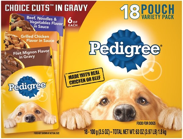 Pedigree Choice Cuts Variety Pack With Beef， Chicken and Filet Mignon Wet Dog Food