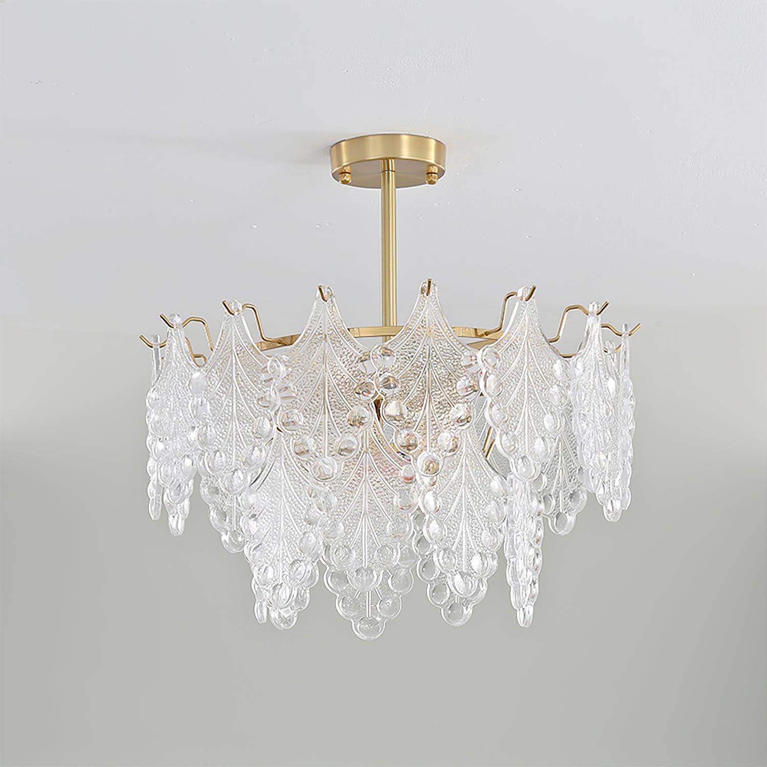 Tiered Carved Glass Chandelier