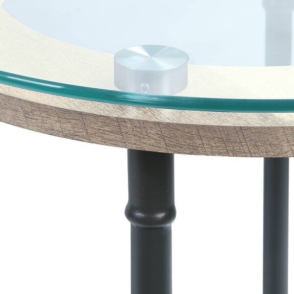 ACME Brantley Coffee Table in Clear Glass and Sandy Gray Finish