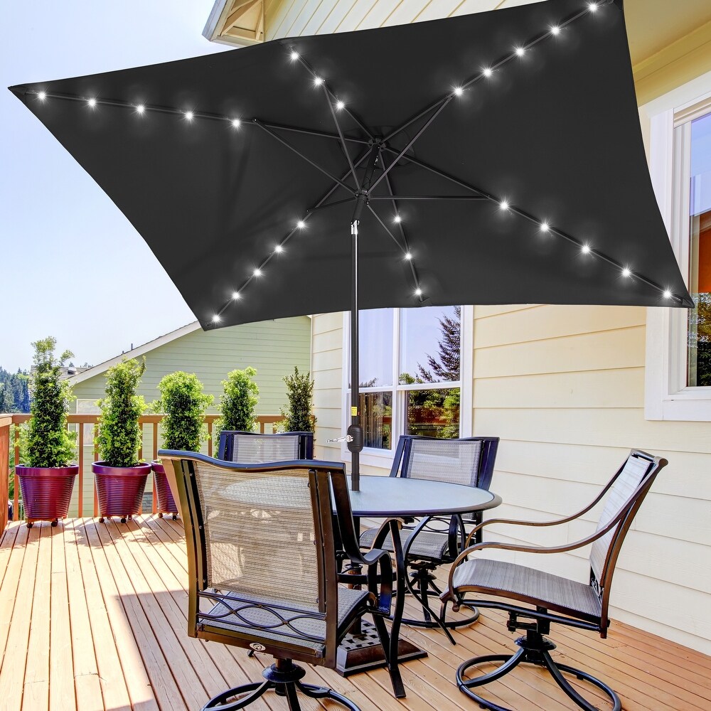 BONOSUKI LED 10 x 6.5ft Outdoor Umbrellas Patio Market Table Umbrellas