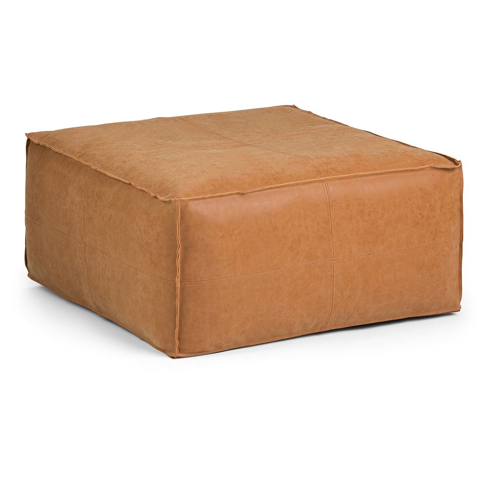 Simpli Home Brody Large Square Coffee Table Pouf