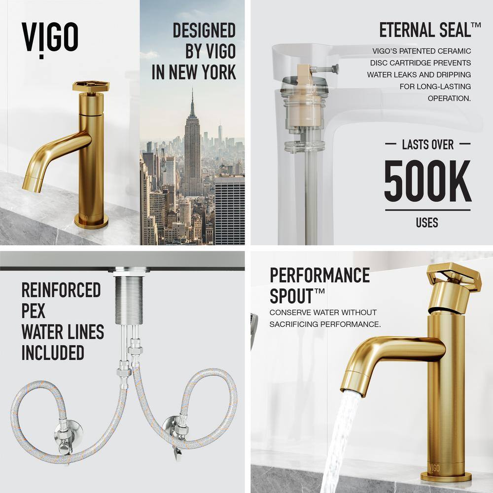 VIGO Ruxton Single Handle Single-Hole Bathroom Faucet in Matte Brushed Gold VG01050MG