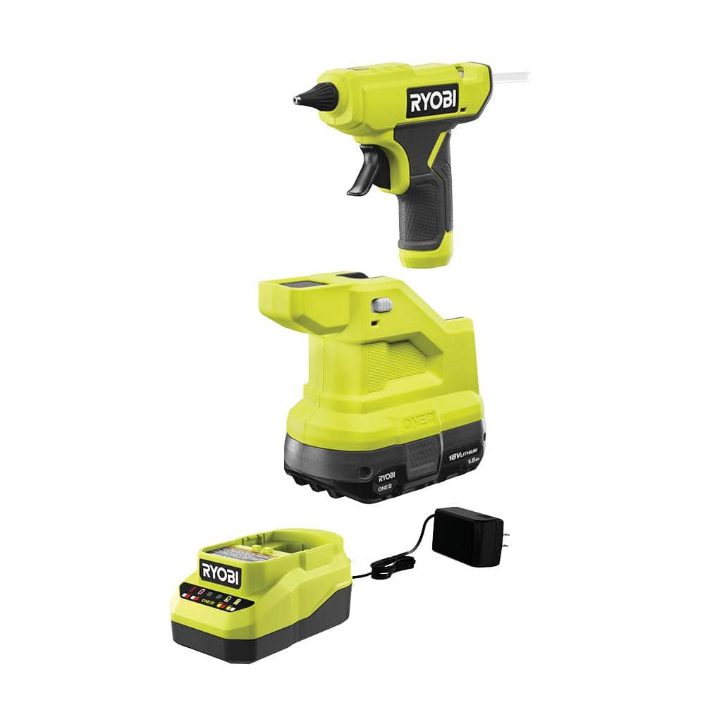 RYOBI ONE+ 18V Cordless Compact Glue Gun Kit with 1.5 Ah Battery and 18V Charger P306K1N