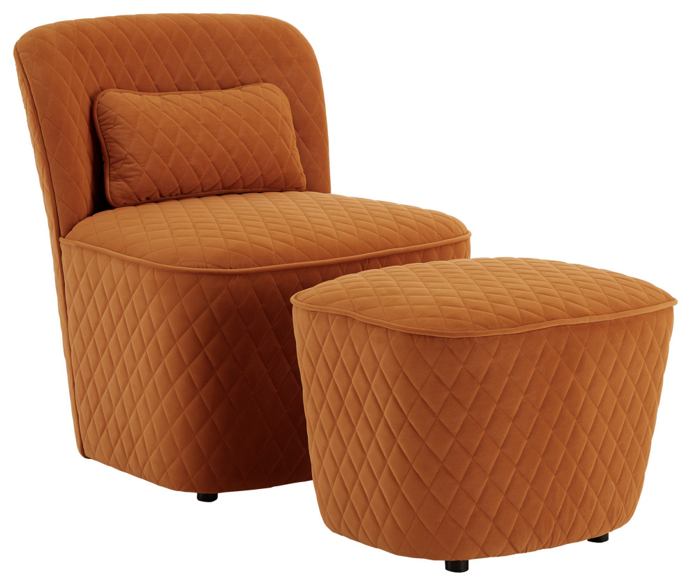 Stevenson Orange Fabric Chair and Ottoman   Contemporary   Armchairs And Accent Chairs   by Inspire Q  Houzz