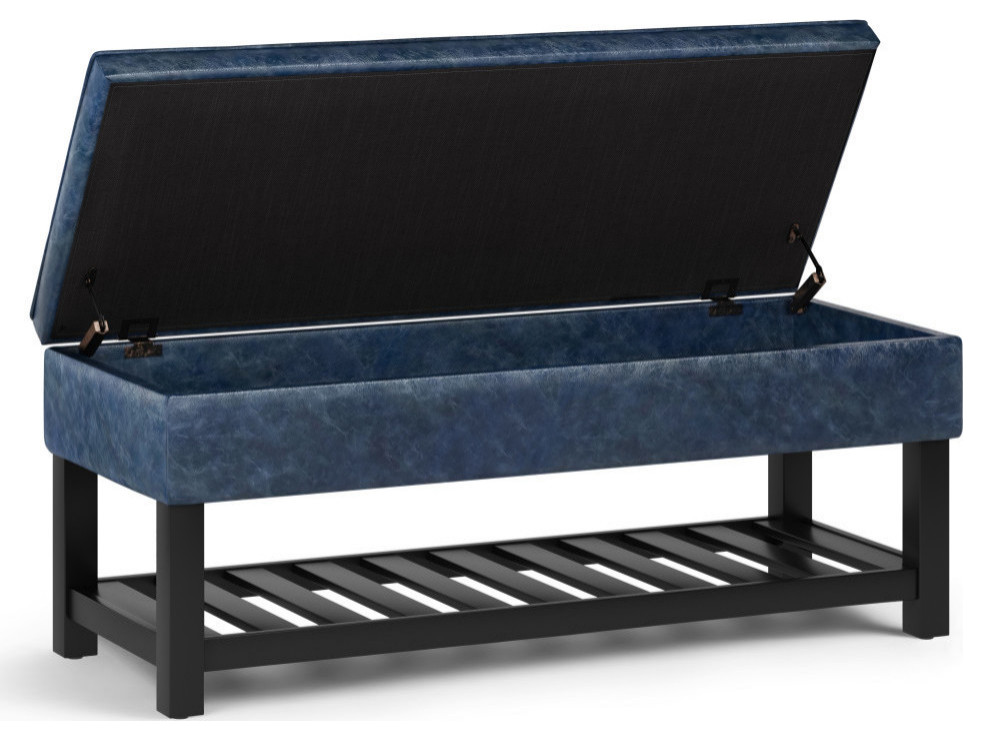 Cosmopolitan Storage Ottoman Bench With Open Bottom   Contemporary   Footstools And Ottomans   by Simpli Home Ltd.  Houzz