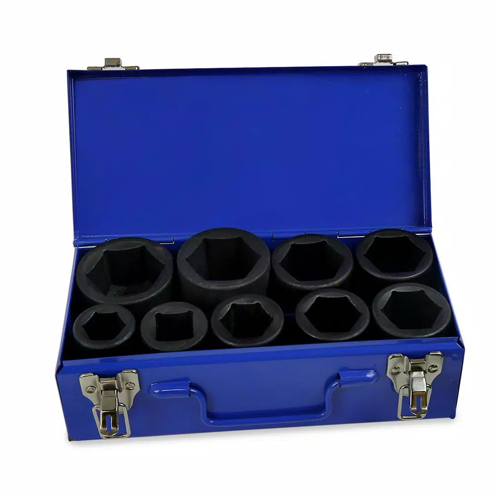 Stark 1 in. Drive Deep Impact Socket Set Cr-Mo 6-Point (1 in. to 2 in.) with Carrying Case (9-Piece) and#8211; XDC Depot