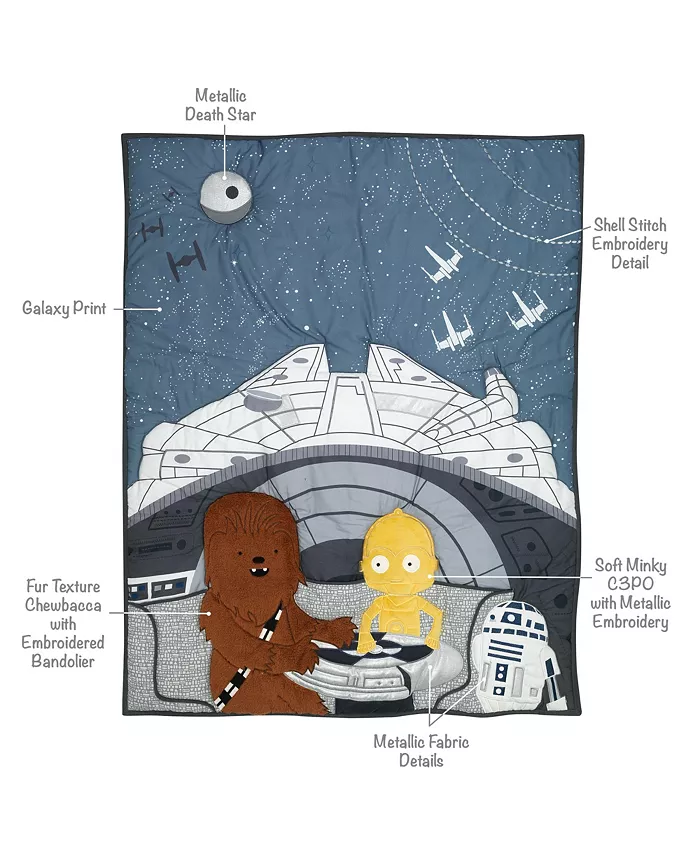 Lambs and Ivy Star Wars Signature Millennium Falcon 4-Piece Baby Crib Bedding Set