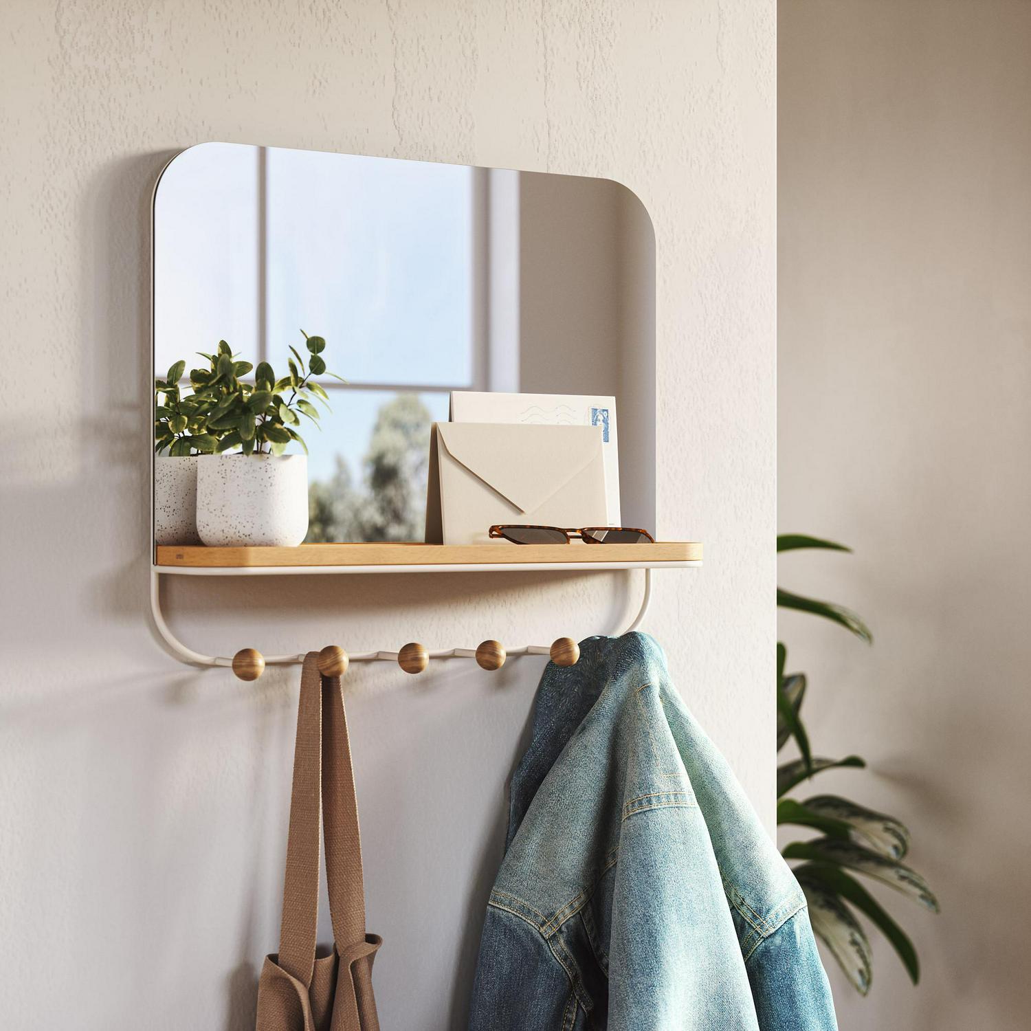 Umbra Estique Mirror 6 Hook Wall Mounted Entryway  Crowdfused