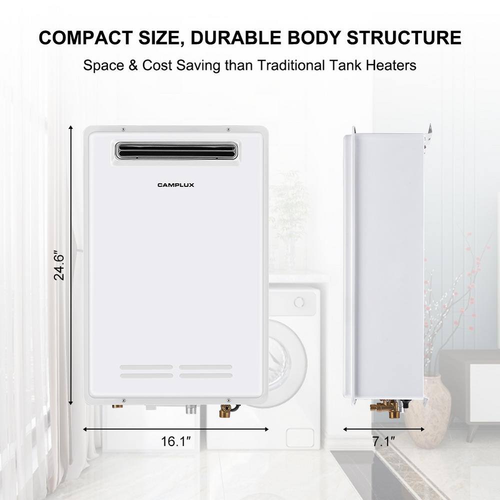 CAMPLUX ENJOY OUTDOOR LIFE Camplux 26L 6.86 GPM Natural Gas High Capacity Residential Outdoor Gas Tankless Water Heater WA686NG-N1