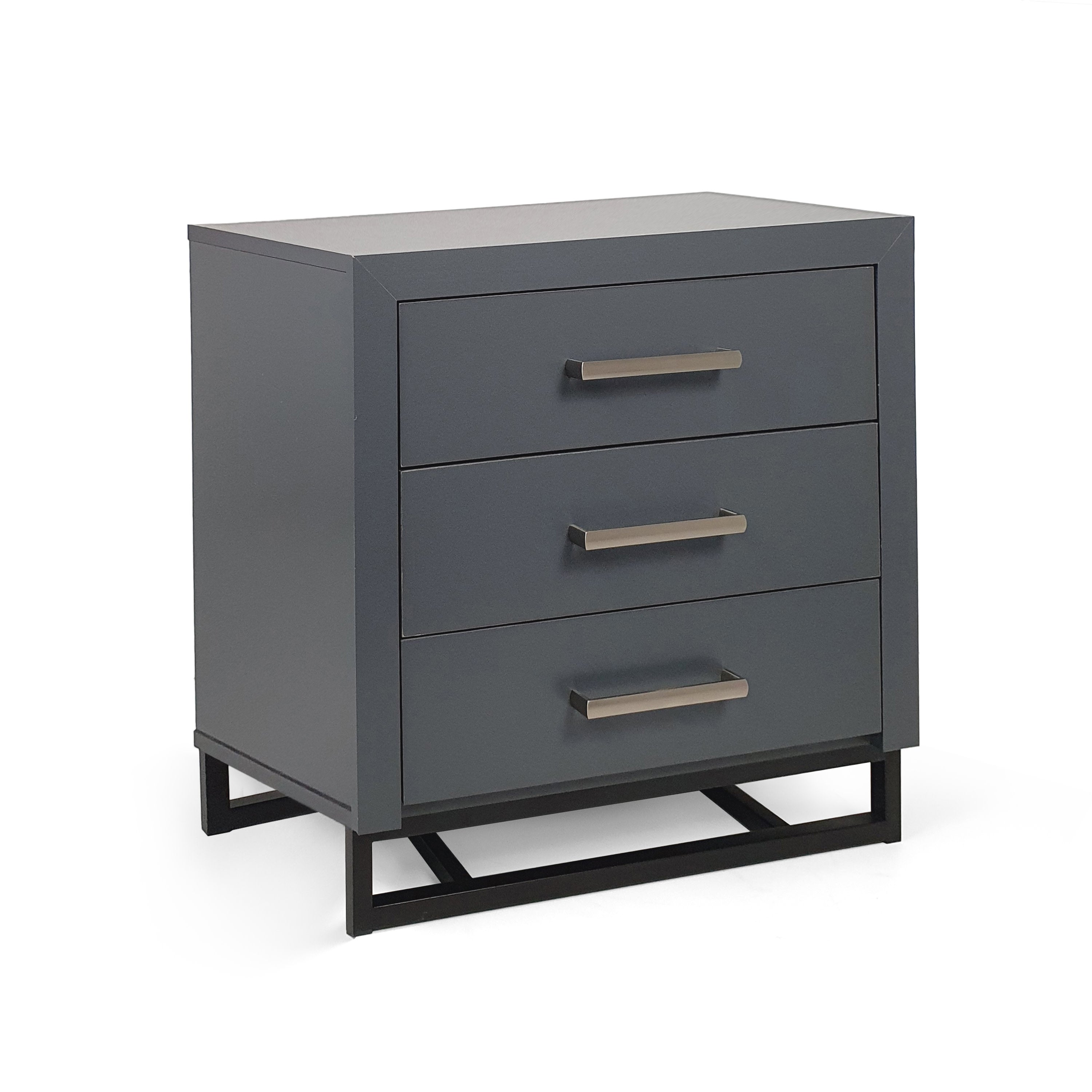 Borah Contemporary Faux Wood 3 Drawer Nightstand